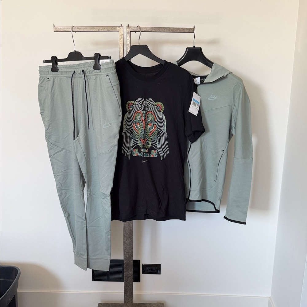 Nike Light Green Tracksuit with Black Graphic Tee